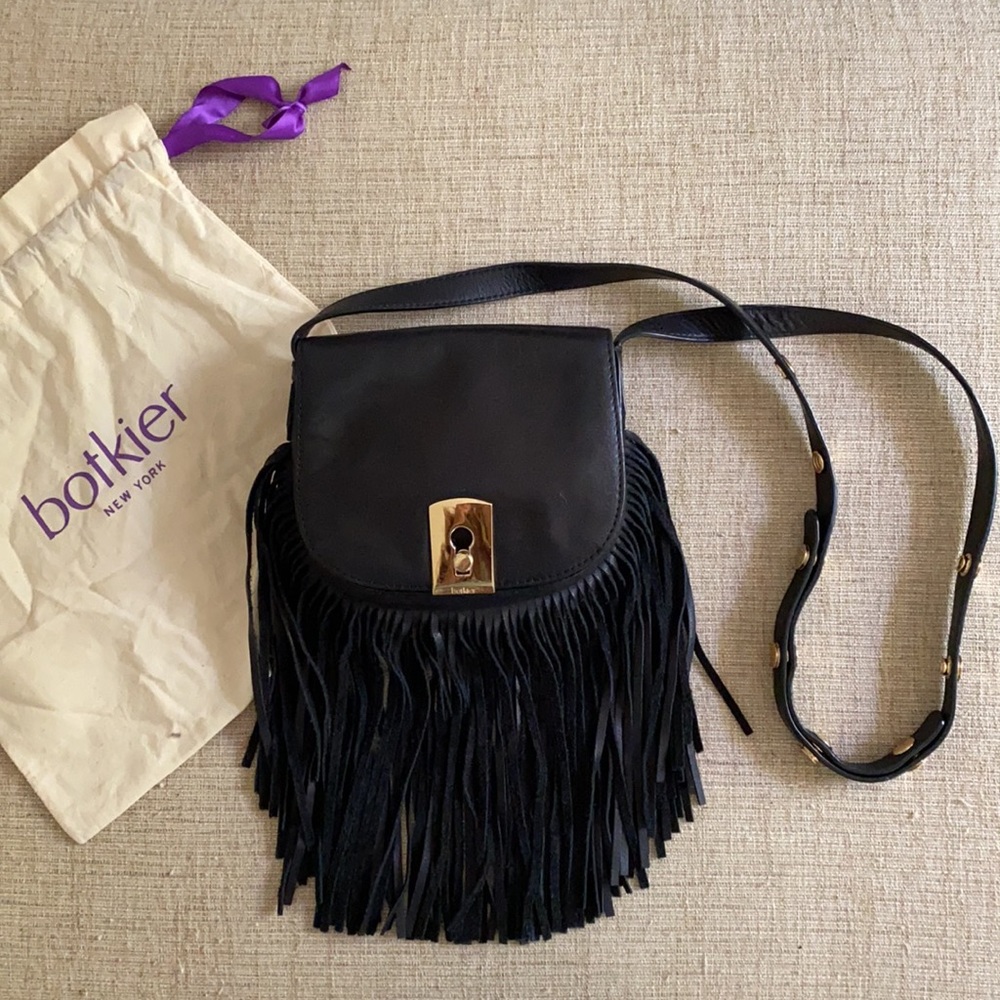 BOTKIER - Fringe leather Crossbody Bag Black